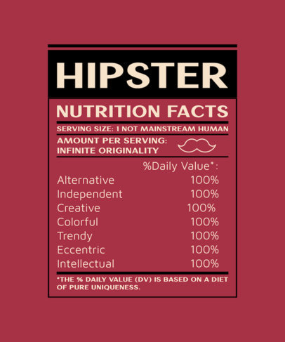 T-Shirt Design Template Featuring Parody Nutrition Fact Charts