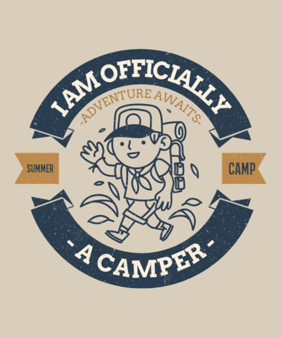 Illustrated T-Shirt Design Template for a Kids Summer Camp
