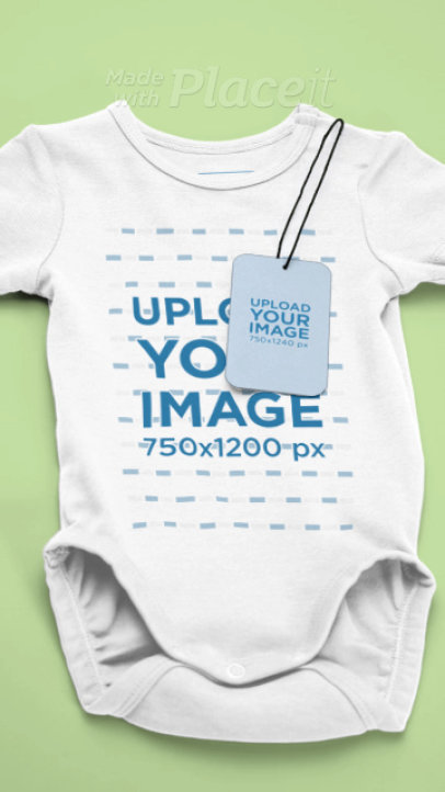 Video of a Onesie With a Brand Tag and an Inside Clothing Label