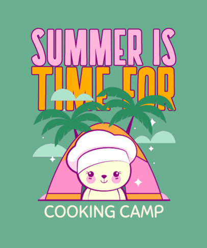 T-Shirt Design Template Featuring a Cooking Camp Theme for Kids