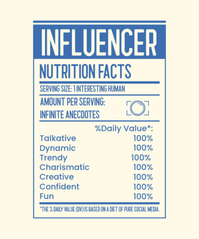 T-Shirt Design Maker with a Nutrition Facts Chart Parody