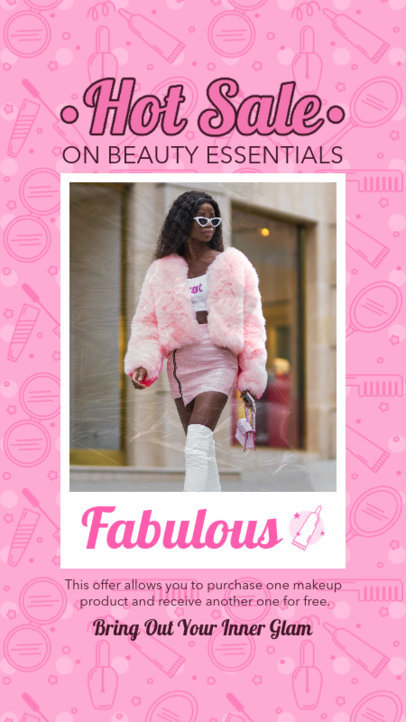 Glamorous Instagram Story Maker for a Makeup Ad Featuring a Barbie-Inspired Theme 5615