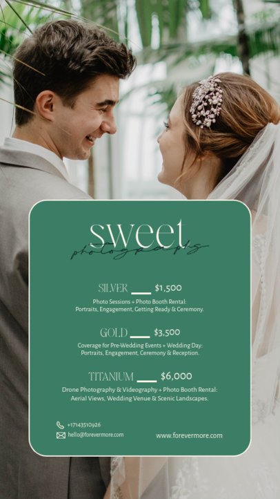 Instagram Story Generator with Wedding Photography Packages