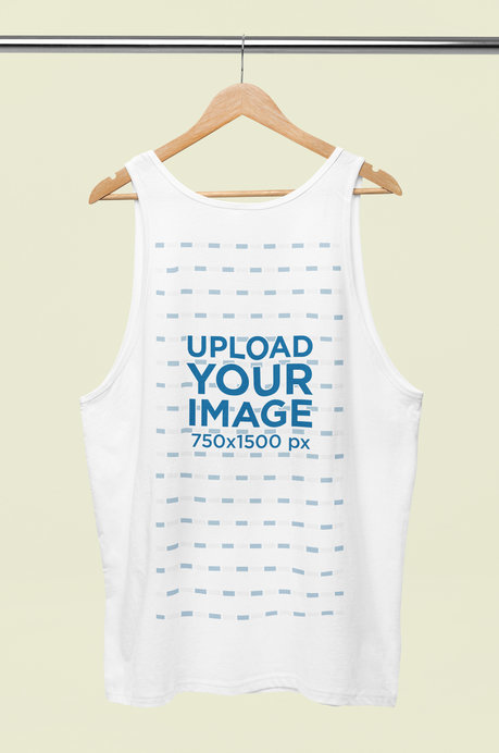 Back-View Mockup of a Bella Canvas Tank Top Placed on a Hanger