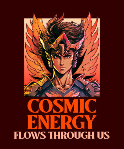 Knights of the Zodiac-Inspired T-Shirt Maker Featuring an Illustrated Character 4653i 5871