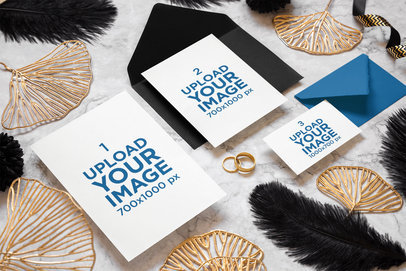 Wedding Invitation Mockup Featuring an Elegant Setting With Two Rings