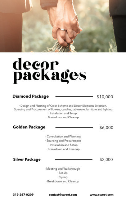 Instagram Story Template Featuring Ads for Wedding Decor Packages