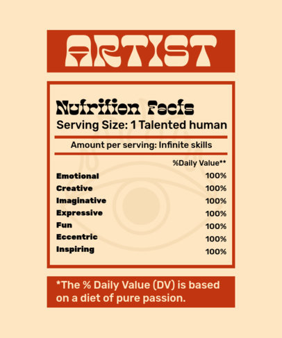 T-Shirt Design Creator Featuring a Parody Theme With a Nutrition Facts Chart