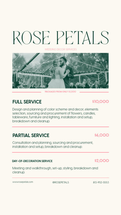 Instagram Story Maker for Wedding Decor Services