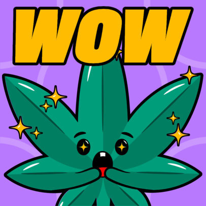 Twitch Emote Maker with a Surprised Marijuana Leaf Illustration
