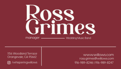 Business Card Maker for a Music Band's Manager for Weddings