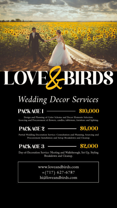 Instagram Story Template Promoting Wedding Decor Packages