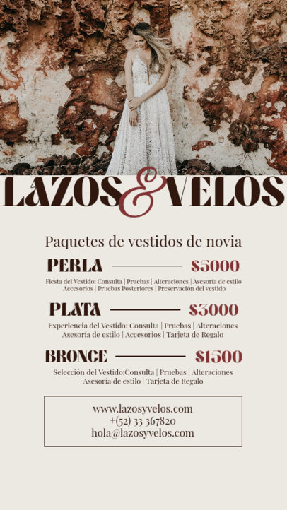 Instagram Story Generator Featuring Bridal Dresses Packages