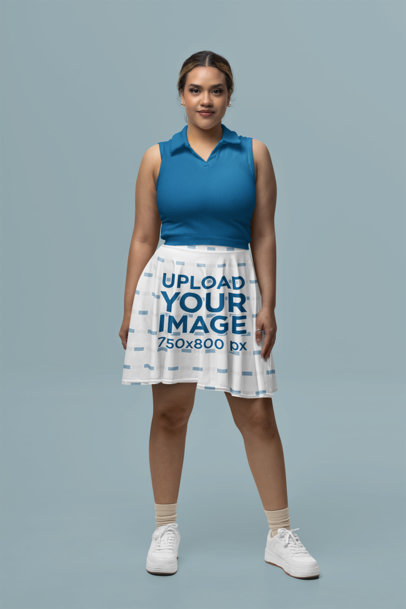 Skater Skirt Mockup of a Woman Posing Against a Customizable Background