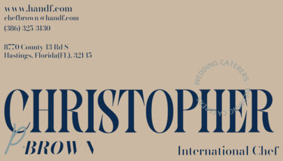 Business Card Creator Featuring a Catering Service for Weddings