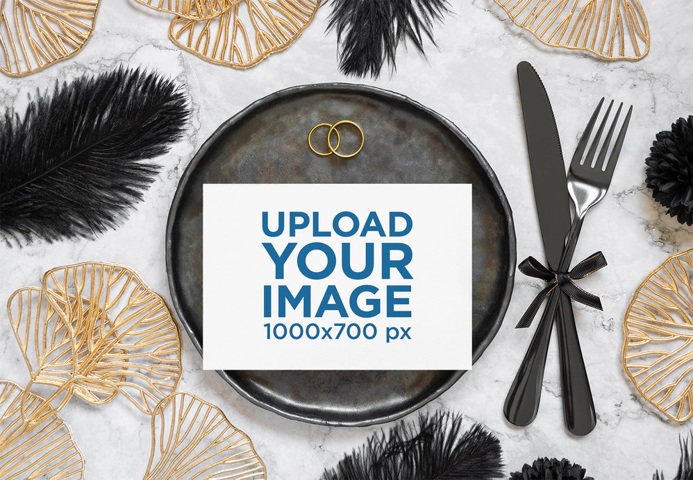 Placeit - Mockup of a Wedding Program Placed on a Plate in an Elegant ...