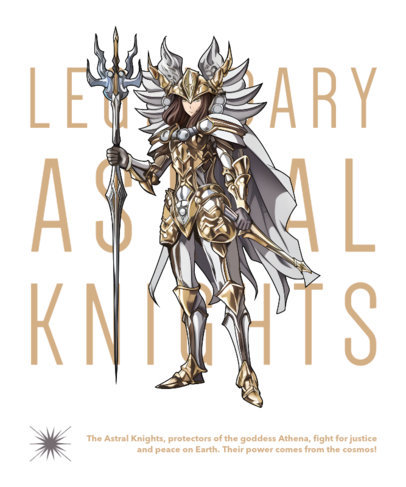 T-Shirt Design Template Featuring a Saint Seya-Inspired Warrior Illustration