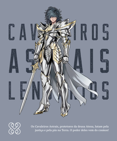 Saint Seya-Inspired T-Shirt Design Generator Featuring an Illustrated Armored Warrior