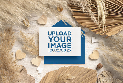 Wedding Invitation Mockup Featuring a Boho Aesthetic