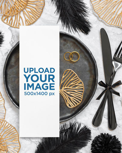 Mockup of a Wedding Program Featuring a Nice Table Setting