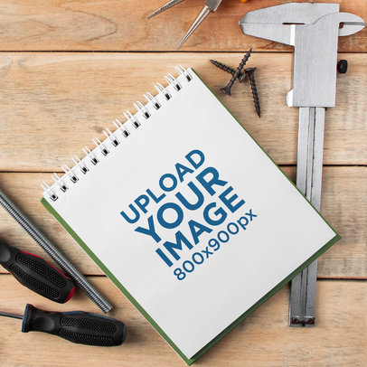 Labor Day-Themed Notebook Mockup Featuring Work Tools m33882 r-el2