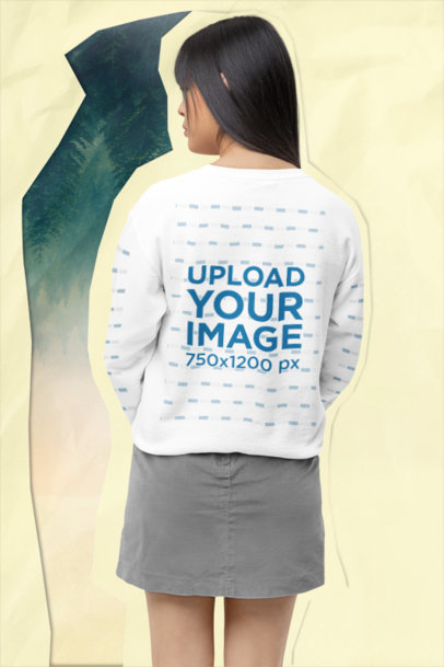 Collage-Style Mockup of a Woman Wearing a Gildan Sweatshirt 