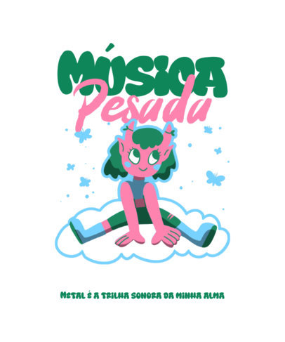 T-Shirt Design Generator with a Quote for Metalheads and a Cute Cartoon Graphic