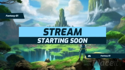 Starting Soon Twitch Screen Template Featuring a Fantasy Landscape Inspired by Zelda