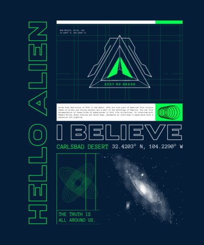 T-Shirt Design Template Featuring a Quote for UFO Day