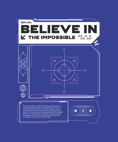 T-Shirt Design Template for UFO Day and a Space-Themed Style