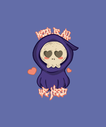 Death Metal-Themed T-Shirt Design Maker Featuring a Sweet Reaper Illustration