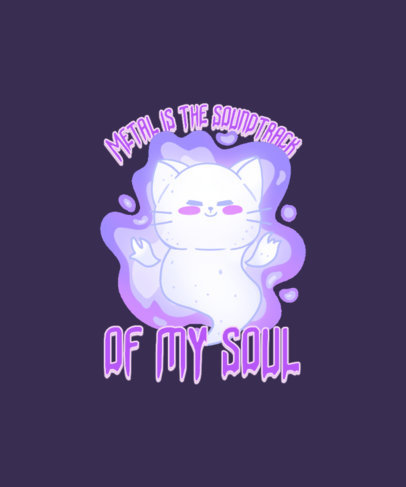 T-Shirt Design Template Inspired by Death Metal Featuring a Cute Cat Ghost