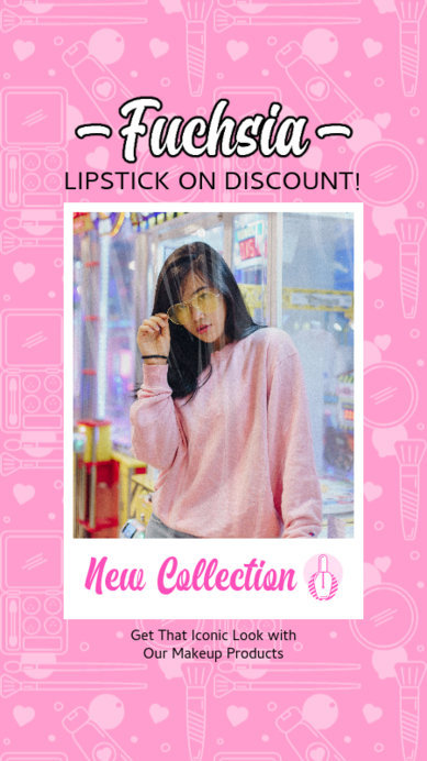 Instagram Story Maker for a Makeup Promo Featuring a Barbie-Inspired Style