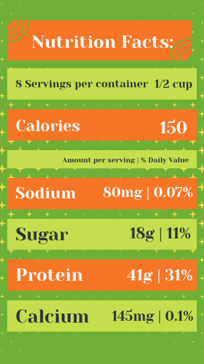 Nutrition Facts Label Template for Food Info Featuring a Colorful Layout 5698c