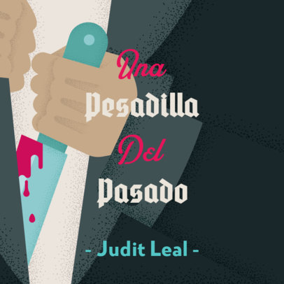 True Crime Podcast Cover Template with a Bloody Knife Illustration 5886d