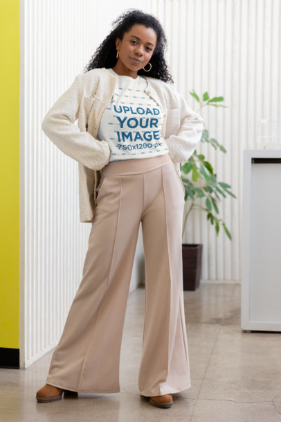 Bella Canvas T-Shirt Mockup of a Woman With a Nice Look Posing for a TikTok m33165