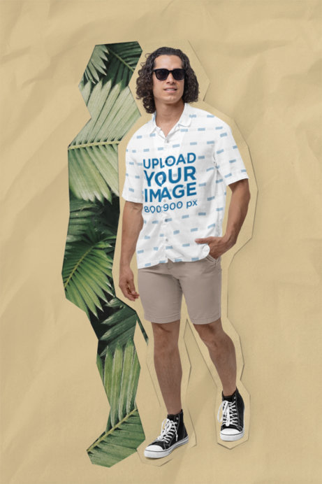 Placeit Cut Out Collage Style Mockup of a Man with Sunglasses Wearing