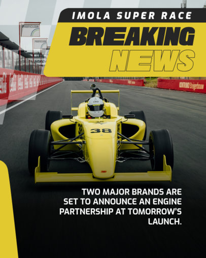 Instagram Post Maker Featuring News and Updates for Car Racing Championships