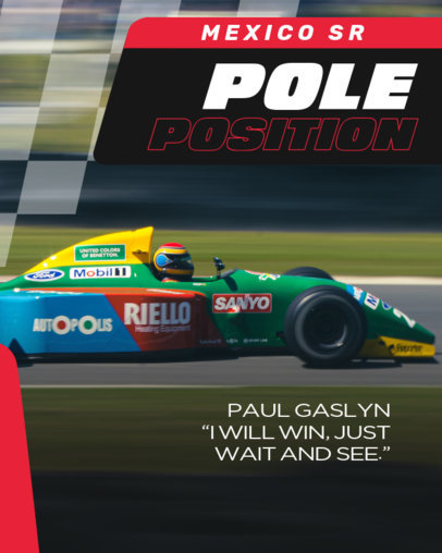 F1-Inspired Instagram Post Template with a Picture of a Racing Car 
