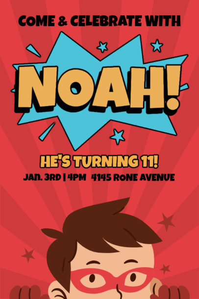 Birthday Invitation Design Maker Featuring Illustrated Superhero Kids