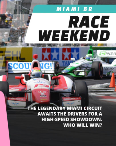 Instagram Post Template for Sportscasters Featuring a Car Racing Update