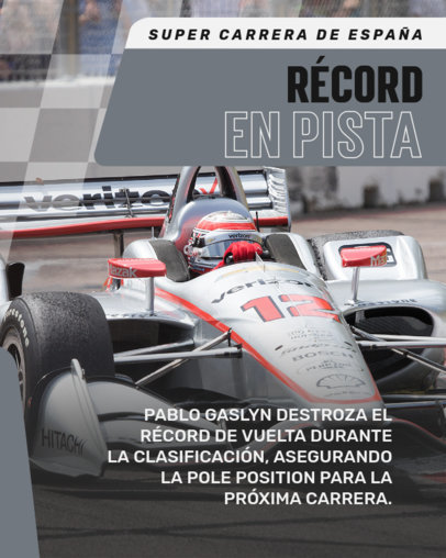 Formula One-Inspired Instagram Post Generator for a Car Racing Tournament Update