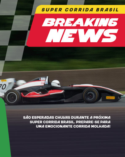 Instagram Post Maker Featuring a Breaking News on a Car Racing Championship