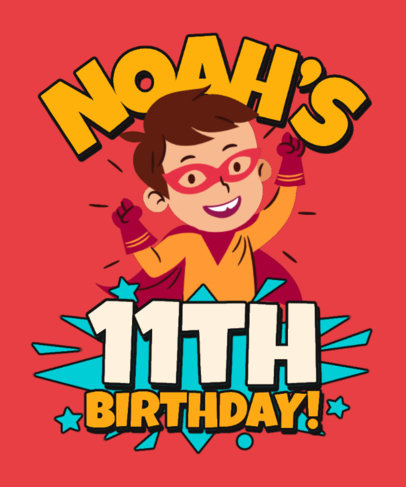 T-Shirt Design Maker for a Birthday Party Featuring Illustrated Superhero Kids