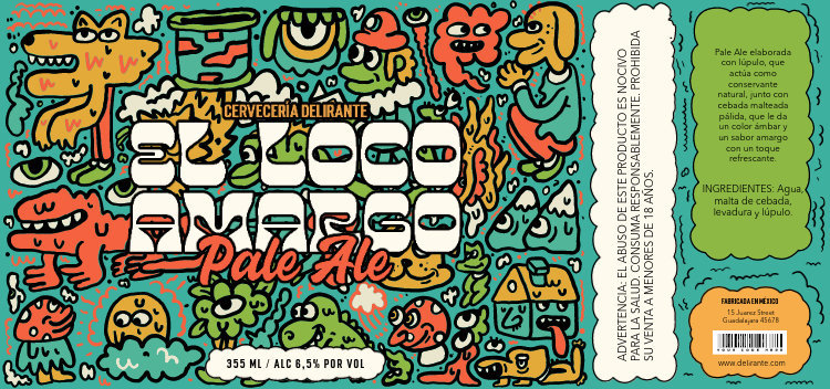 Placeit - Beer Label Template with Colorful Cartoon Illustrations