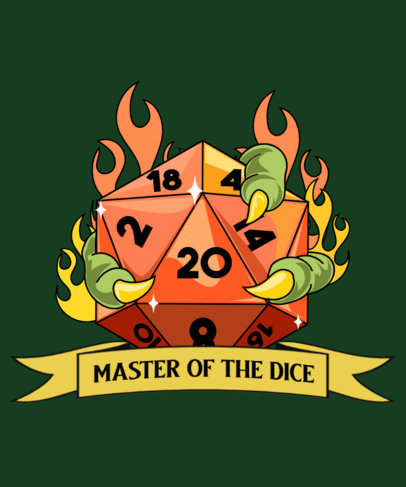 T-Shirt Design Template Featuring an Illustrated Dice Inspired by D&D