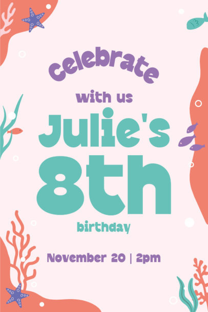 Invitation Generator for a Girl's Birthday Party with Illustrated Fish