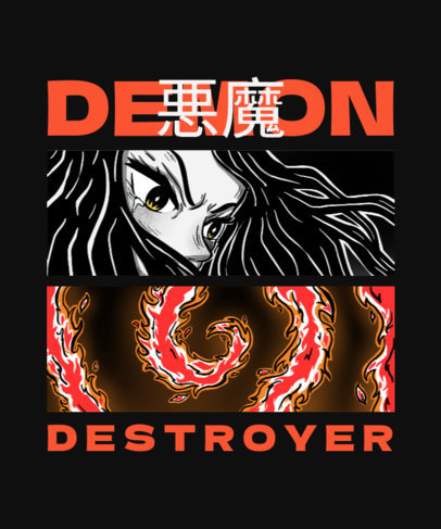 T-Shirt Design Maker Featuring a Demon Slayer-Inspired Illustration