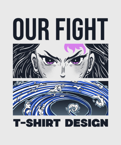 T-Shirt Design Template with an Anime Illustration Inspired by Demon Slayer