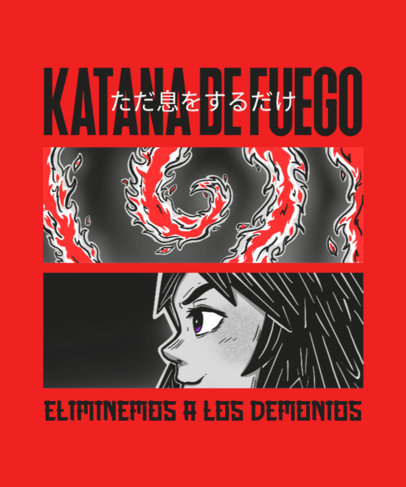 T-Shirt Design Generator with an Illustration Inspired by the Japanese Manga Demon Slayer 5500g 5899